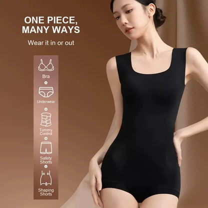 Women'S Tummy Control Boyshort Shapewear Bodysuit with Built-In Bra, Wide Straps, Butt-Lifting Design and Easy Bathroom Access