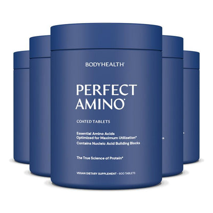BODYHEALTH Perfect Amino Tablets - Essential Amino Acids for Optimal Health & Muscle Recovery - Vegan Gluten-Free Dairy-Free Soy-Free Msg-Free Artificial Sweetener-Free Supplement Drink Mix Collagen Fitness Supplement - Healthcare
