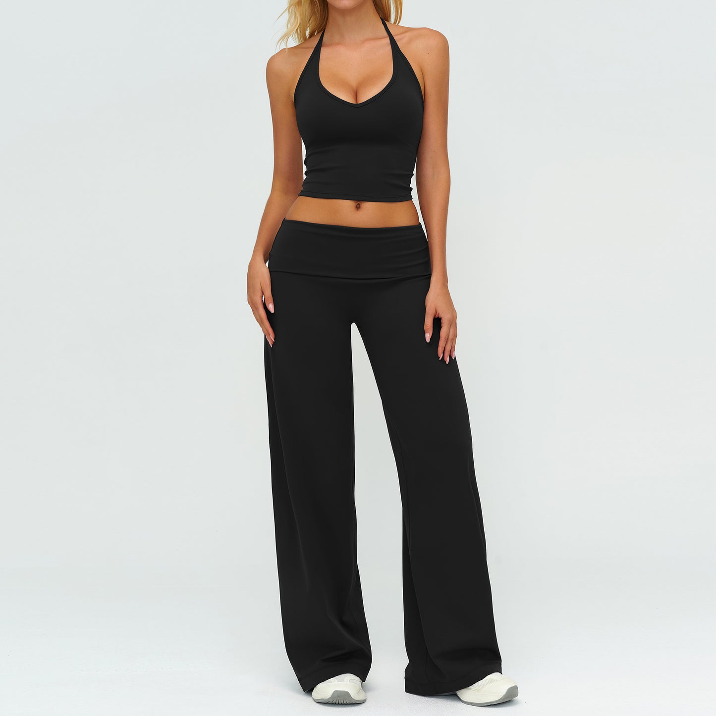 Womens Loose Fit Yoga Set Long Sleeve Outfit
