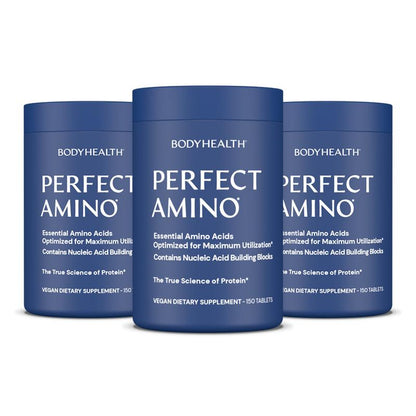 BODYHEALTH Perfect Amino Tablets - Essential Amino Acids for Optimal Health & Muscle Recovery - Vegan Gluten-Free Dairy-Free Soy-Free Msg-Free Artificial Sweetener-Free Supplement Drink Mix Collagen Fitness Supplement - Healthcare