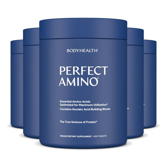 BODYHEALTH Perfect Amino Tablets - Essential Amino Acids for Optimal Health & Muscle Recovery - Vegan Gluten-Free Dairy-Free Soy-Free Msg-Free Artificial Sweetener-Free Supplement Drink Mix Collagen Fitness Supplement - Healthcare