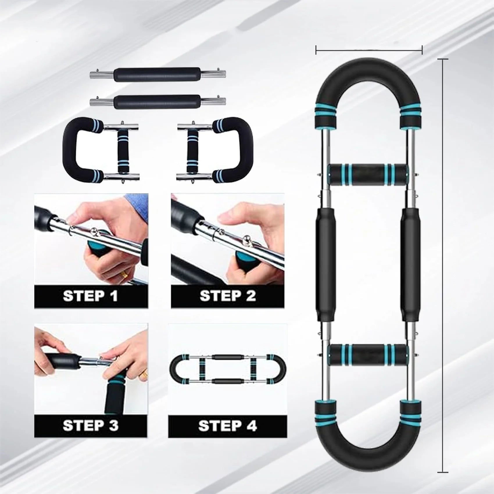 Adjustable Arm Trainer with Detachable Chest Expander and Resistance Bands for Upper Body Strength Training - Home Gym Equipment