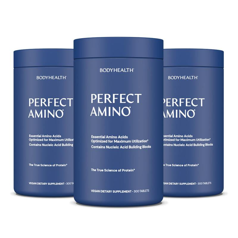 BODYHEALTH Perfect Amino Tablets - Essential Amino Acids for Optimal Health & Muscle Recovery - Vegan Gluten-Free Dairy-Free Soy-Free Msg-Free Artificial Sweetener-Free Supplement Drink Mix Collagen Fitness Supplement - Healthcare