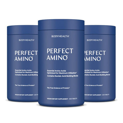 BODYHEALTH Perfect Amino Tablets - Essential Amino Acids for Optimal Health & Muscle Recovery - Vegan Gluten-Free Dairy-Free Soy-Free Msg-Free Artificial Sweetener-Free Supplement Drink Mix Collagen Fitness Supplement - Healthcare